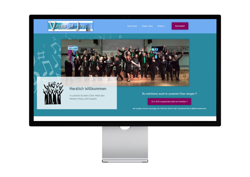 Website des Gospelchors "Voices of Joy", Andernach, designed by Judith Geisen