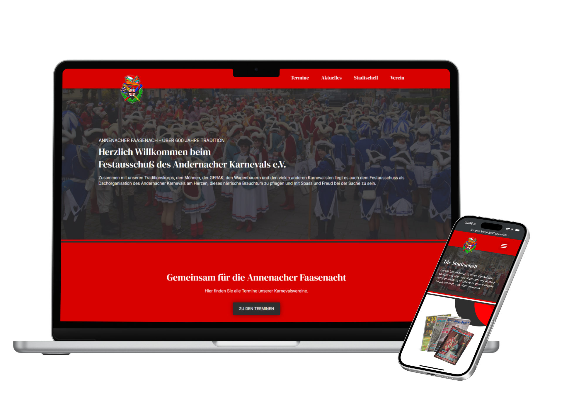 Andernacher Festausschuss Website Portfolio Webdesign Judith Geisen